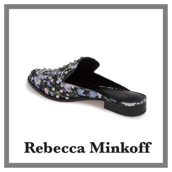 REBECCA MINKOFF MILENA STUDDED SILK LOAFER MULE - Picture 3 of 13